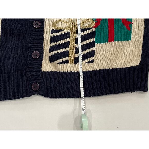 Lauren Gayle Navy, Red, Christmas Patchwork Sweater Vest, Nutcracker, Holly, M - Picture 14 of 15
